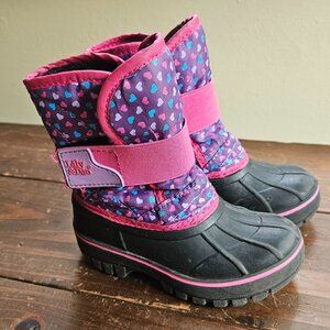 Pink/Purple/Teal Heart Snow Boots | Size 7/8 Toddler